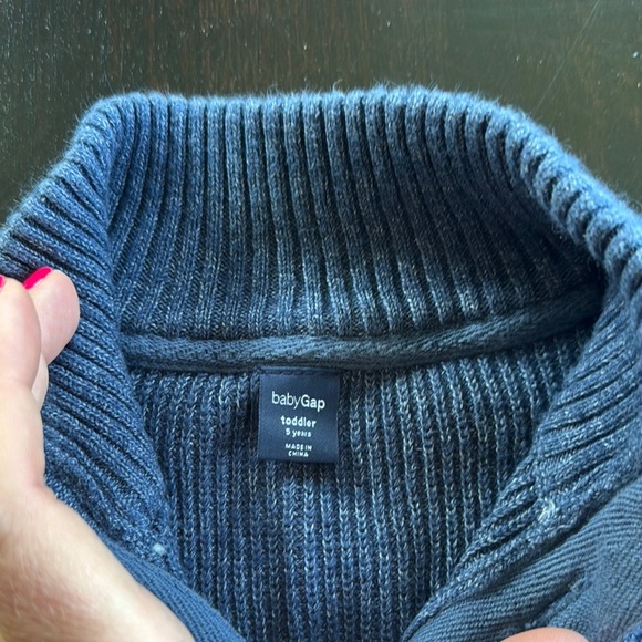 GAP Blue Mock Neck Sweater with Ribbed Texture - Picture 2 of 3